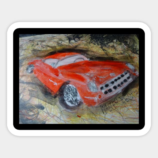 Red car - 1 Sticker by walter festuccia